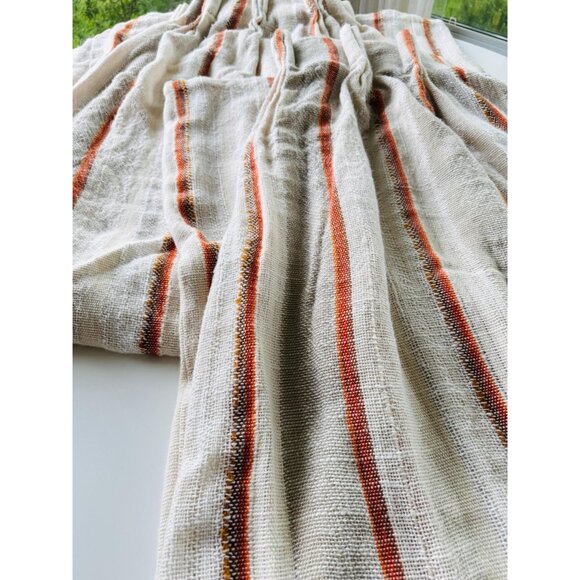 Vintage 70s pleated curtain, tan, orange, brown vertical stripes, price for one - Picture 10 of 10